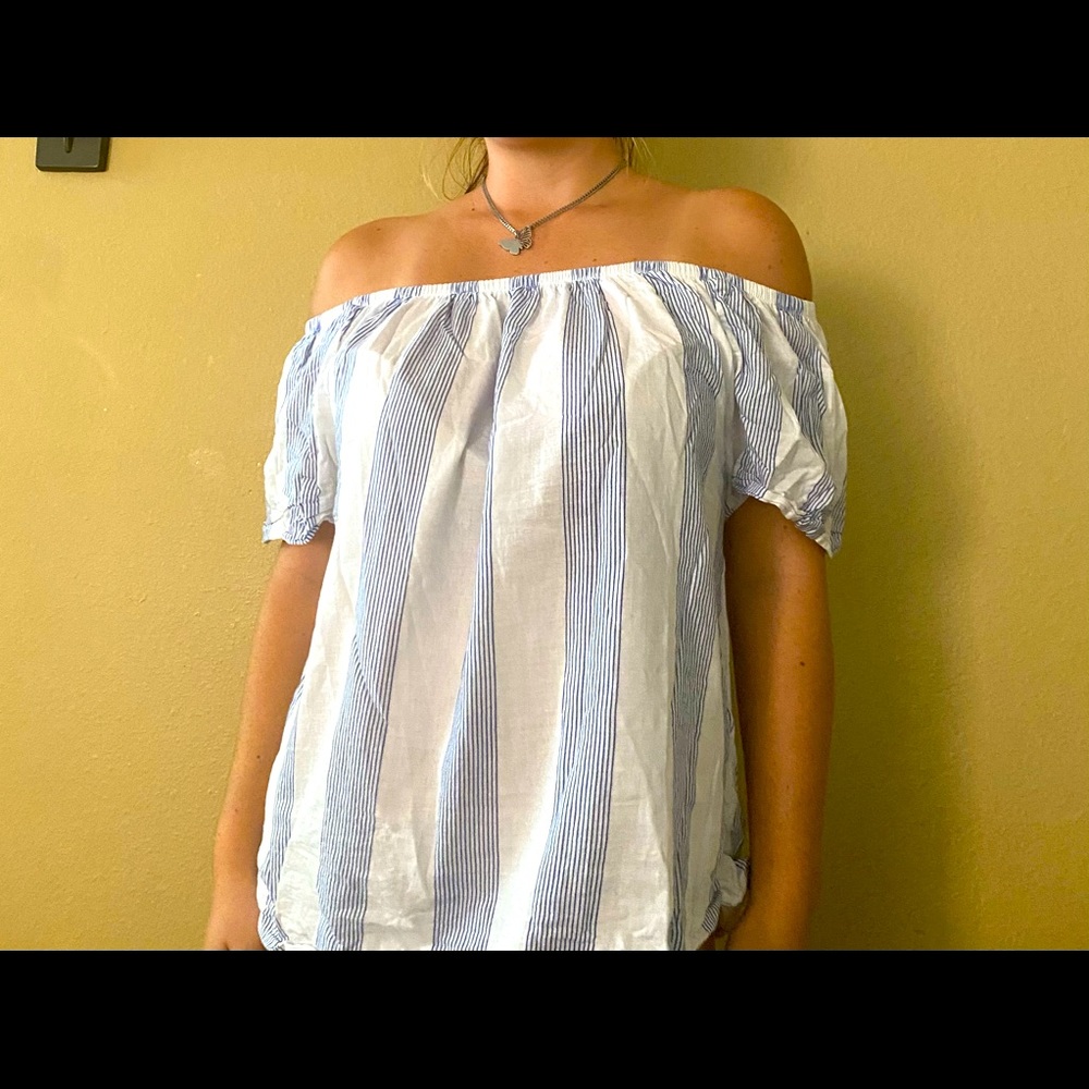 Striped off the shoulder top